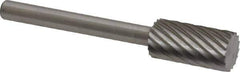 Made in USA - 1/4" Cut Diam, 1/8" Shank Diam, Cylinder Head Single Cut Burr - High Speed Steel, Flat End, 1/2" LOC, 1-1/2" OAL - Exact Tool & Supply