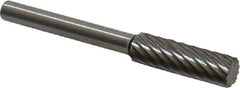 Made in USA - 3/16" Cut Diam, 1/8" Shank Diam, Cylinder Head Single Cut Burr - High Speed Steel, Flat End, 5/8" LOC, 1-1/2" OAL - Exact Tool & Supply