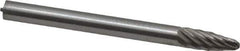 Made in USA - 1/8" Cut Diam, 1/8" Shank Diam, Tree with Radius Head Single Cut Burr - High Speed Steel, Radius End, 5/16" LOC, 1-1/2" OAL - Exact Tool & Supply