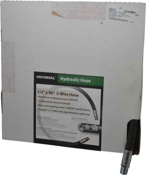 Made in USA - 1/2 Inch Inside x 55/64 Inch Outside Diameter, 4,000 psi Working Pressure, Hydraulic Hose - Exact Tool & Supply