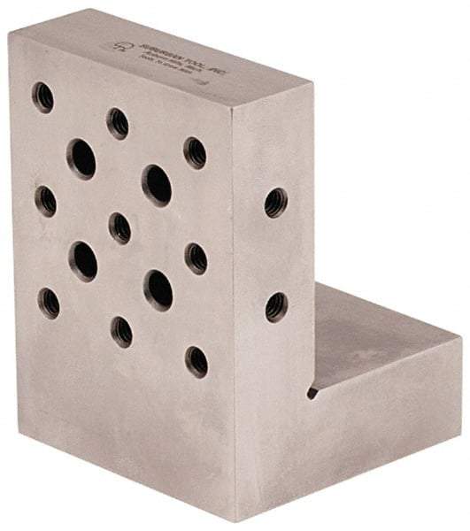 Suburban Tool - 3" Wide x 4" Deep x 3" High Steel Precision-Ground Angle Plate - Standard Plate, Machined Holes on Surface, Open End, 1" Thick, Pair of Plates - Exact Tool & Supply