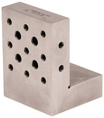 Suburban Tool - 3" Wide x 4" Deep x 3" High Steel Precision-Ground Angle Plate - Standard Plate, Machined Holes on Surface, Open End, 1" Thick, Pair of Plates - Exact Tool & Supply