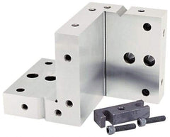 Suburban Tool - 4" Wide x 6" Deep x 4" High Steel Precision-Ground Angle Plate - Compound Plate, Machined Holes on Surface, Open End, 1" Thick, Pair of Plates - Exact Tool & Supply