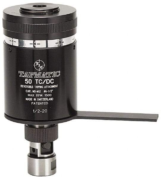 Tapmatic - No. 0 Min Tap Capacity, 1/4 Inch Max Mild Steel Tap Capacity, 3/8-24 Mount Tapping Head - 21600 (J116), 21700 (J117) Compatible, Includes Tap Clamping Wrenches and 2 collets, for Manual Machines - Exact Tool & Supply