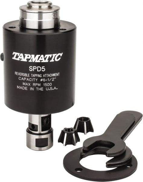 Tapmatic - Model SPD-5, No. 6 Min Tap Capacity, 1/2 Inch Max Mild Steel Tap Capacity, JT33 Mount Tapping Head - 22100 (J421), 22000 (J422) Compatible, Includes Tap Clamping Wrenches and 2 collets, for CNC and Manual Machines - Exact Tool & Supply