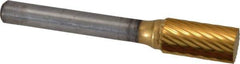 Atrax - 3/8" Cut Diam, 1/4" Shank Diam, Cylinder Head Single Cut Burr - Carbide, Flat End, 3/4" LOC, 2-3/4" OAL - Exact Tool & Supply