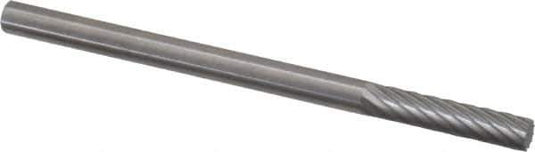 Made in USA - 1/8" Cut Diam, 9/16" Shank Diam, Cylinder Head Single Cut Burr - Carbide, Flat End, 9/16" LOC, 2" OAL - Exact Tool & Supply