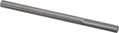 Made in USA - 1/8" Cut Diam, 9/16" Shank Diam, Cylinder Head Single Cut Burr - Carbide, Flat End, 9/16" LOC, 2" OAL - Exact Tool & Supply