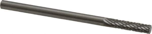 Made in USA - 1/8" Cut Diam, 1/8" Shank Diam, Cylinder Head Double Cut Burr - Carbide, Flat End, 3/16" LOC, 2" OAL - Exact Tool & Supply