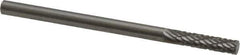 Made in USA - 1/8" Cut Diam, 1/8" Shank Diam, Cylinder Head Double Cut Burr - Carbide, Flat End, 3/16" LOC, 2" OAL - Exact Tool & Supply