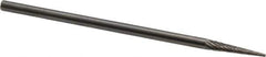 Made in USA - 1/8" Cut Diam, 1/8" Shank Diam, Cone Head Double Cut Burr - Carbide, Point End, 5/8" LOC, 1-1/2" OAL - Exact Tool & Supply