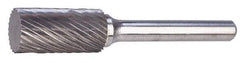 SGS Pro - 3/16" Cut Diam, 1/4" Shank Diam, Cylinder Head Single Cut Burr - Carbide, Flat End, 5/8" LOC, 2" OAL - Exact Tool & Supply