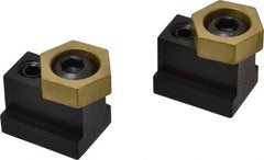 Mitee-Bite - 1" Brass Hex, 11/16" T-Slot, 1/2-13 Stud Thread, Symmetrical Hex Clamp - 3/8" Hex Height, 3,000 Lb Holding Force, 1" Long Thread, 45 Ft/Lb Torque, 2 Clamps - Exact Tool & Supply