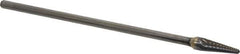 Atrax - 3/8" Cut Diam, 1/4" Shank Diam, Taper Head Single Cut Burr - Carbide, Radius End, 1-1/16" LOC, 7-1/16" OAL - Exact Tool & Supply