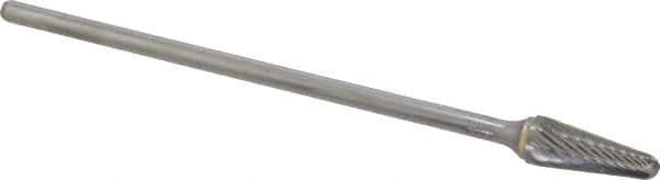 Atrax - 1/2" Cut Diam, 1/4" Shank Diam, Taper Head Single Cut Burr - Carbide, Radius End, 1-1/8" LOC, 7-1/8" OAL - Exact Tool & Supply
