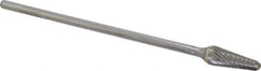 Atrax - 1/2" Cut Diam, 1/4" Shank Diam, Taper Head Single Cut Burr - Carbide, Radius End, 1-1/8" LOC, 7-1/8" OAL - Exact Tool & Supply