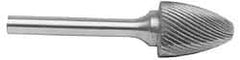 M.A. Ford - 1/8" Cut Diam, 1/8" Shank Diam, Tree with Radius Head Double Cut Burr - Carbide, Radius End, 1/4" LOC, 1-1/2" OAL - Exact Tool & Supply