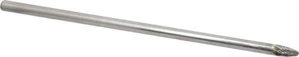 Atrax - 1/4" Cut Diam, 1/4" Shank Diam, Tree with Radius Head Double Cut Burr - Carbide, Radius End, 1/2" LOC, 6-3/4" OAL - Exact Tool & Supply