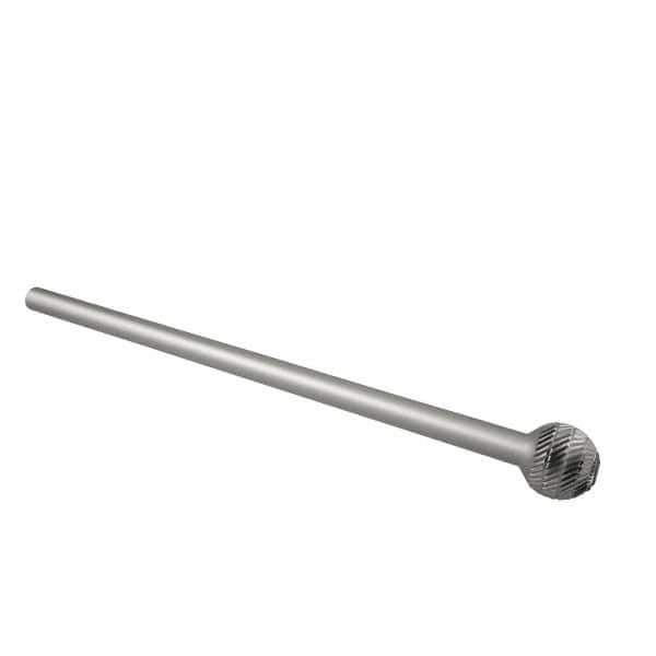 Atrax - 3/8" Cut Diam, 1/4" Shank Diam, Ball Head Double Cut Burr - Carbide, Radius End, 5/16" LOC, 6-5/16" OAL - Exact Tool & Supply