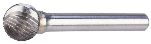 SGS Pro - 1" Cut Diam, 1/4" Shank Diam, Ball Head Single Cut Burr - Carbide, Radius End, 15/16" LOC - Exact Tool & Supply