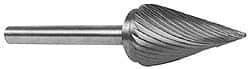 M.A. Ford - 1/8" Cut Diam, 1/8" Shank Diam, Cone Head Double Cut Burr - Carbide, Point End, 3/8" LOC, 1-1/2" OAL - Exact Tool & Supply