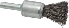 Weiler - 1/2" Brush Diam, Crimped, End Brush - 1/4" Diam Steel Shank, 25,000 Max RPM - Exact Tool & Supply