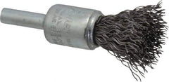 Weiler - 1/2" Brush Diam, Crimped, End Brush - 1/4" Diam Steel Shank, 25,000 Max RPM - Exact Tool & Supply