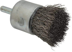 Weiler - 1" Brush Diam, Crimped, End Brush - 1/4" Diam Steel Shank, 22,000 Max RPM - Exact Tool & Supply
