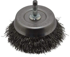 Weiler - 2-3/4" Diam, 1/4" Shank Diam, Steel Fill Cup Brush - 0.0118 Wire Diam, 7/8" Trim Length, 6,000 Max RPM - Exact Tool & Supply
