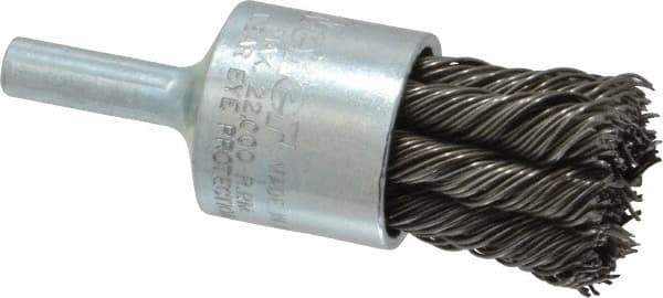 Weiler - 3/4" Brush Diam, Knotted, End Brush - 1/4" Diam Shank, 22,000 Max RPM - Exact Tool & Supply