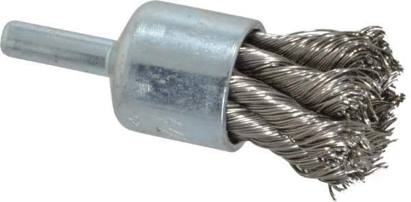 Weiler - 3/4" Brush Diam, Knotted, End Brush - 1/4" Diam Shank, 22,000 Max RPM - Exact Tool & Supply