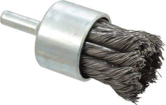 Weiler - 1-1/8" Brush Diam, Knotted, End Brush - 1/4" Diam Shank, 22,000 Max RPM - Exact Tool & Supply