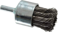 Weiler - 1-1/8" Brush Diam, Knotted, End Brush - 1/4" Diam Shank, 22,000 Max RPM - Exact Tool & Supply