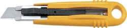 Olfa - Retractable Utility Knife - 2-7/8" Blade, Yellow Plastic/Stainless Steel Handle, 1 Blade Included - Exact Tool & Supply