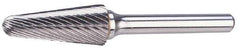 M.A. Ford - 3/8" Cut Diam, 1/4" Shank Diam, Taper Head Single Cut Burr - Carbide, Radius End, 1-1/8" LOC, 3-3/16" OAL - Exact Tool & Supply