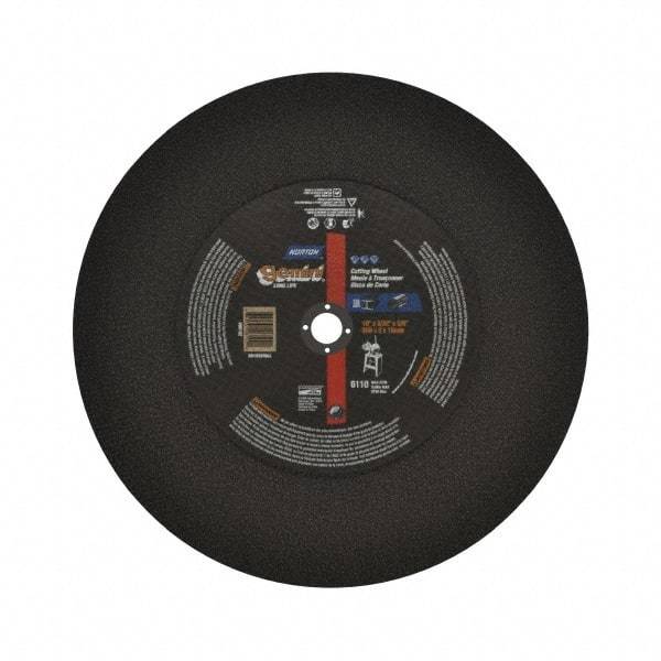 Norton - 10" Aluminum Oxide Cutoff Wheel - 3/32" Thick, 5/8" Arbor, 6,110 Max RPM, Use with Stationary Tools - Exact Tool & Supply