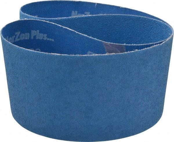 Norton - 4" Wide x 36" OAL, 60 Grit, Zirconia Alumina Abrasive Belt - Zirconia Alumina, Medium, Coated, X Weighted Cloth Backing, Series R823 - Exact Tool & Supply