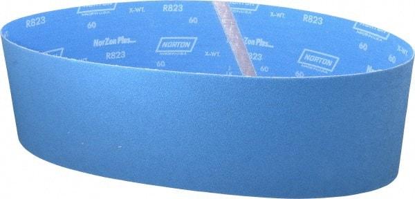 Norton - 6" Wide x 48" OAL, 60 Grit, Zirconia Alumina Abrasive Belt - Zirconia Alumina, Medium, Coated, X Weighted Cloth Backing, Series R823 - Exact Tool & Supply