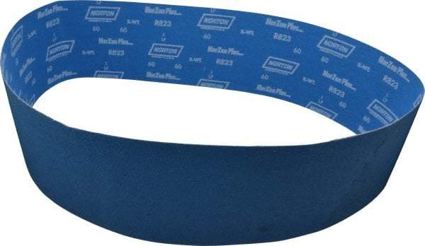Norton - 6" Wide x 60" OAL, 60 Grit, Zirconia Alumina Abrasive Belt - Zirconia Alumina, Medium, Coated, X Weighted Cloth Backing, Series R823 - Exact Tool & Supply