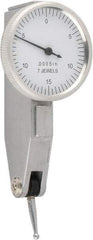 Value Collection - 0.03 Inch Range, 0.0005 Inch Dial Graduation, Horizontal Dial Test Indicator - 1.26 Inch White Dial, 0-15-0 Dial Reading - Exact Tool & Supply