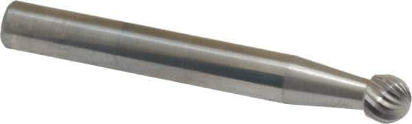 Atrax - 1/4" Cut Diam, 6mm Shank Diam, Ball Head Single Cut Burr - Carbide, Radius End, 1/4" LOC, 2" OAL - Exact Tool & Supply
