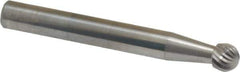 Atrax - 1/4" Cut Diam, 6mm Shank Diam, Ball Head Single Cut Burr - Carbide, Radius End, 1/4" LOC, 2" OAL - Exact Tool & Supply