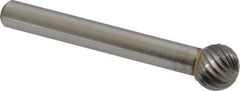 Made in USA - 3/8" Cut Diam, 6mm Shank Diam, Ball Head Single Cut Burr - Carbide, Radius End, 3/8" LOC, 2-1/8" OAL - Exact Tool & Supply