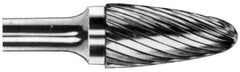M.A. Ford - 7/16" Cut Diam, 1/4" Shank Diam, Tree with Radius Head Single Cut Burr - Carbide, Radius End, 1" LOC, 3" OAL - Exact Tool & Supply