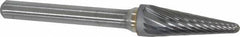 Made in USA - 3/8" Cut Diam, 6mm Shank Diam, Cone Head Single Cut Burr - Carbide, 1-1/16" LOC, 2-13/16" OAL - Exact Tool & Supply
