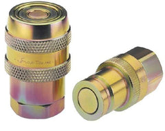 Parker - 3/4 Thread Stainless Steel Hydraulic Hose Valved Coupler - 5,000 psi, 40 GPM - Exact Tool & Supply