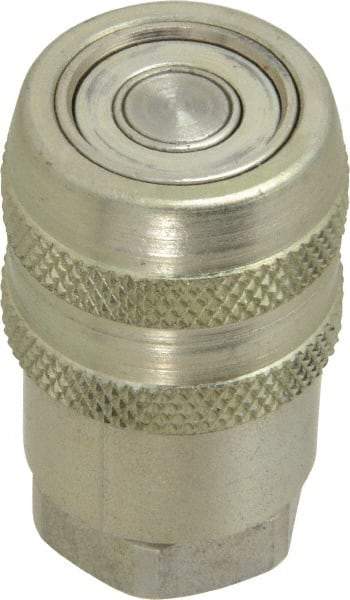 Parker - 1/4 Thread Steel Hydraulic Hose Valved Coupler - 10,000 psi, 6 GPM - Exact Tool & Supply