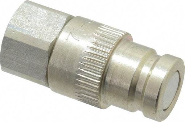 Parker - 1/4 Thread Steel Hydraulic Hose Valved Coupler - 10,000 psi, 6 GPM - Exact Tool & Supply