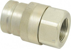 Parker - 1 Thread Steel Hydraulic Hose Valved Coupler - 7,500 psi, 90 GPM - Exact Tool & Supply