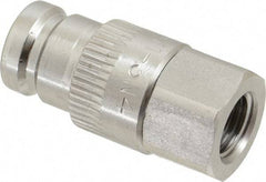 Parker - 1/4 Thread Stainless Steel Hydraulic Hose Valved Coupler - 5,000 psi, 6 GPM - Exact Tool & Supply